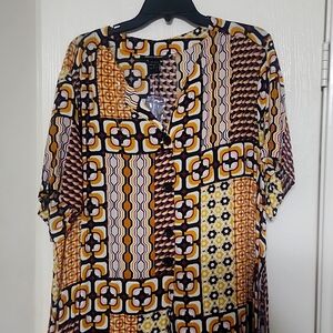 Ashley Stewart Abstract Long Shirt